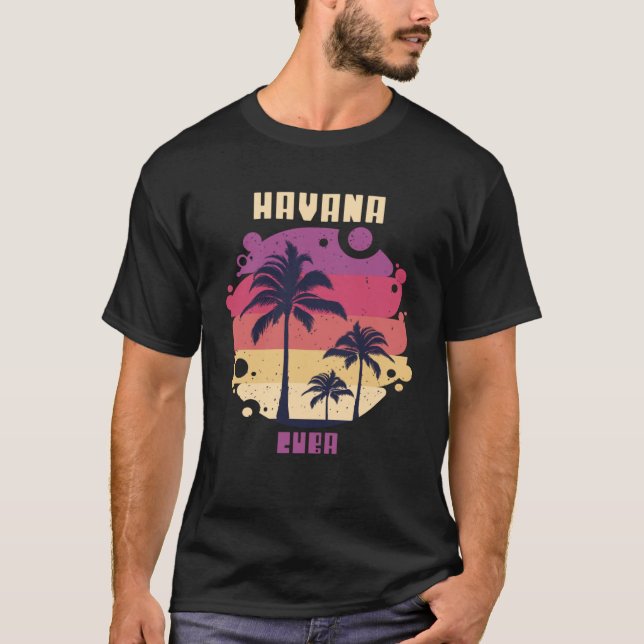 Kuba Handflatan träd Surfing Havanna Ocean Vacatio T Shirt (Framsida)