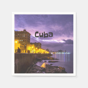 Kuba Havana Shoreline Citylight på natten Pappersservett