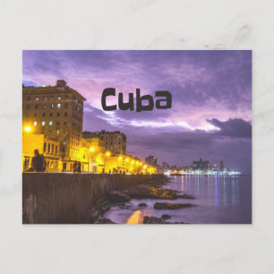 Kuba Havana Shoreline Citylight på natten Vykort