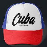 Kuba Havana-skript, typografi, truckerkeps<br><div class="desc">Kuba Havana manusskript,  typografi truckerkeps. Basbollsmössor i anpassningsbar för avslappnad bära,  sport,  resor,  golf med mera. Snyggtens handskriftsformat för manar och kvinnligt. Finns även i röd och annan coola färg.</div>