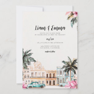 Kuba Havanna bröllopsinbjudan Destination Wedding Inbjudningar