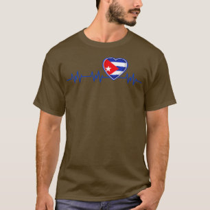 Kuba Heartslag Flagga Pulse Cuban Nationalitet T Shirt