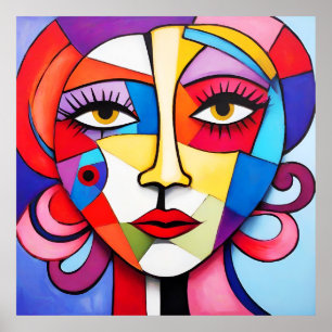 Kuba i Ansikte i Abstrakt Poster