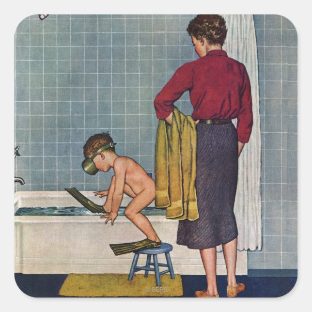 Kuba i Tub Fyrkantigt Klistermärke (Framsida)