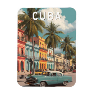 Kuba Illustration Resa Konst Vintage Magnet