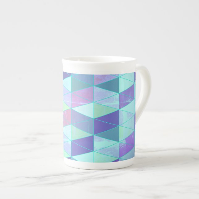 Kuba in i Triangles Geometric Mönster Benporslin Mugg (Framsida höger)