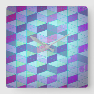 Kuba in i Triangles Geometric Mönster Fyrkantig Klocka