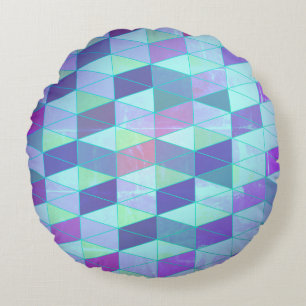 Kuba in i Triangles Geometric Mönster Rund Kudde