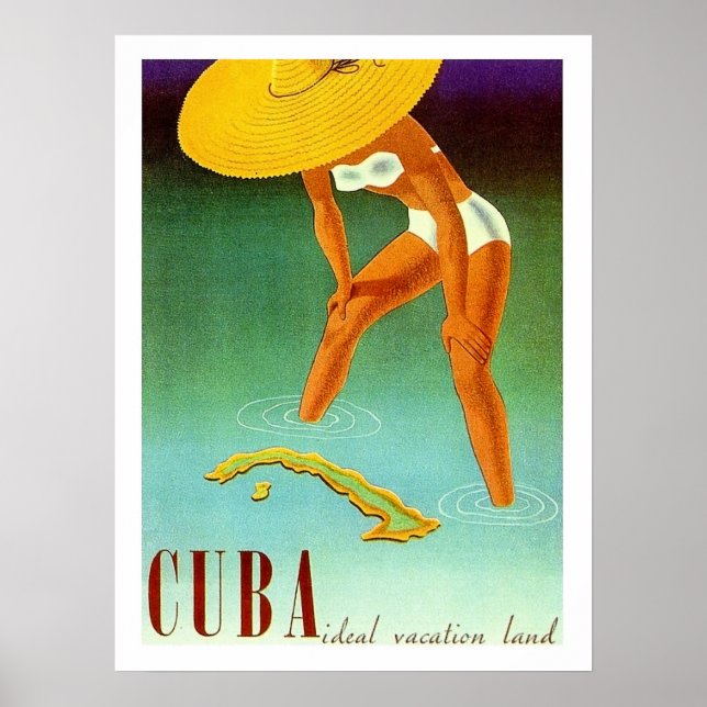 Kuba, Isle, bikini-flicka i stor gult, vintage Poster (Framsidan)