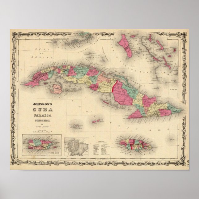 Kuba, Jamaica och Porto Rico Poster (Framsidan)
