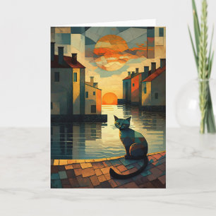 Kuba Katt: Solnedgång på Venetian Vatten Tack Kort