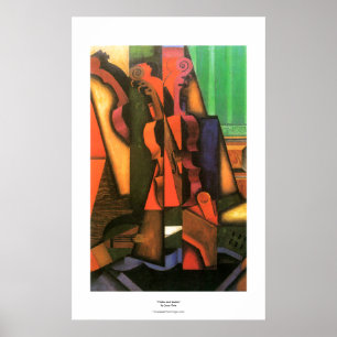 Kuba, konstnären Violin och Guitar-målning av Juan Poster
