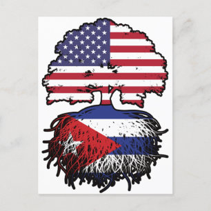Kuba Kubansk Amerikan USA Träd Rötter Flagga Vykort