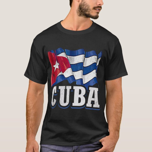 Kuba Kubanska flaggan T Shirt (Framsida)