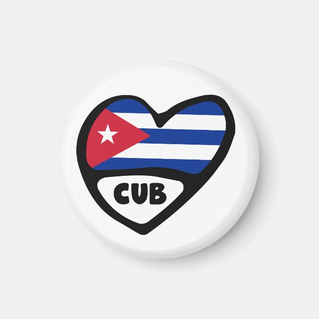 Kuba Land Code Flagga Heart, UNGE Magnet (Framsidan)