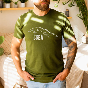 Kuba Land Karta Kubas nationalstat Gräns T Shirt