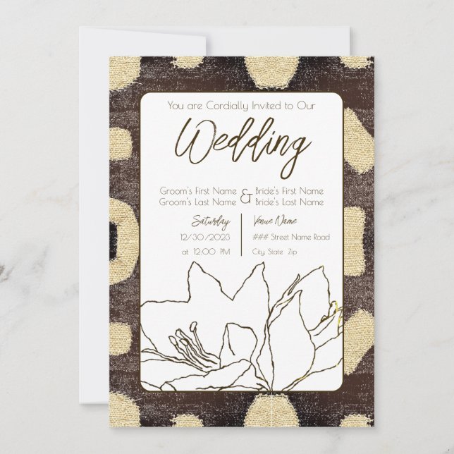 Kuba Lera Trasa Mönster, stamafrikanska Bröllop Inbjudningar (Framsida)