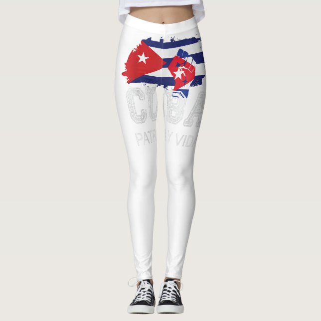 Kuba Libertad y Vida Cuban Protest Fist Flagga SOS Leggings (Framsida)