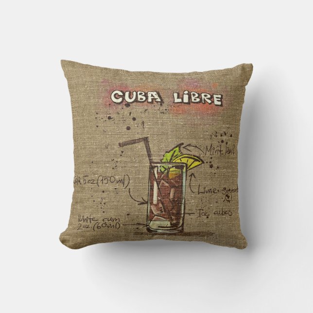 Kuba Libre/Caipirinha Recipe Cushion Kudde (Framsida)