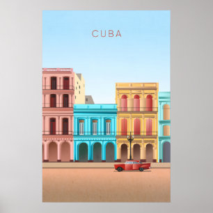 Kuba Minimalistisk Resa Affisch