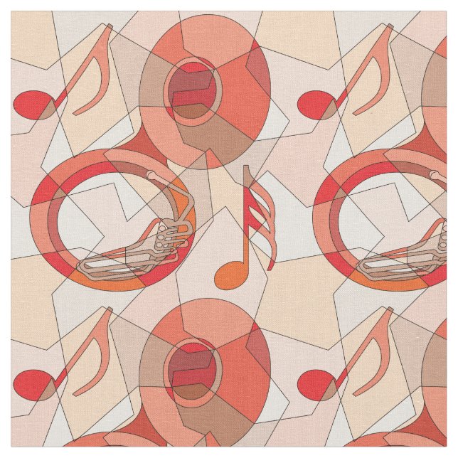 Kuba Music Note Fragments Tyg (Närbild)