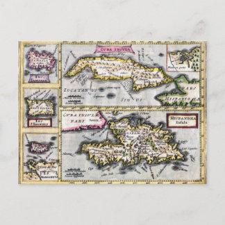 Kuba och Hispaniola Antique Karta vykort