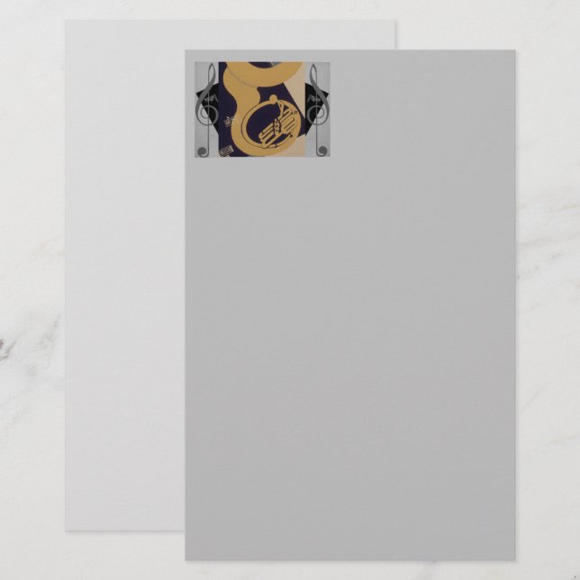 Kuba och Musik noter Brevpapper (Fram/baksida)