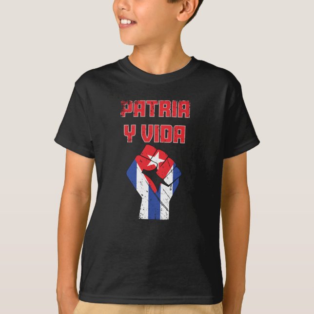 Kuba Patria Y Vida Cuban Flagga Child T-Shirt (Framsida)