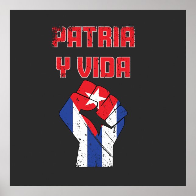 Kuba Patria Y Vida Cuban Flagga Poster Wall Art (Framsidan)