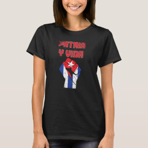 Kuba Patria Y Vida Cuban Flagga T-Shirt