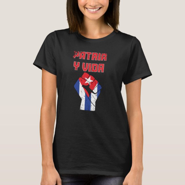 Kuba Patria Y Vida Cuban Flagga T-Shirt (Framsida)