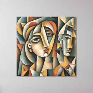Kuba Porträtt Art Skriv ut Picasso Braque Inspired Canvastryck