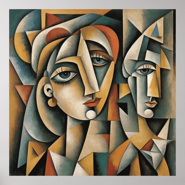 Kuba Porträtt Art Skriv ut Picasso Braque Inspired Poster (Framsidan)