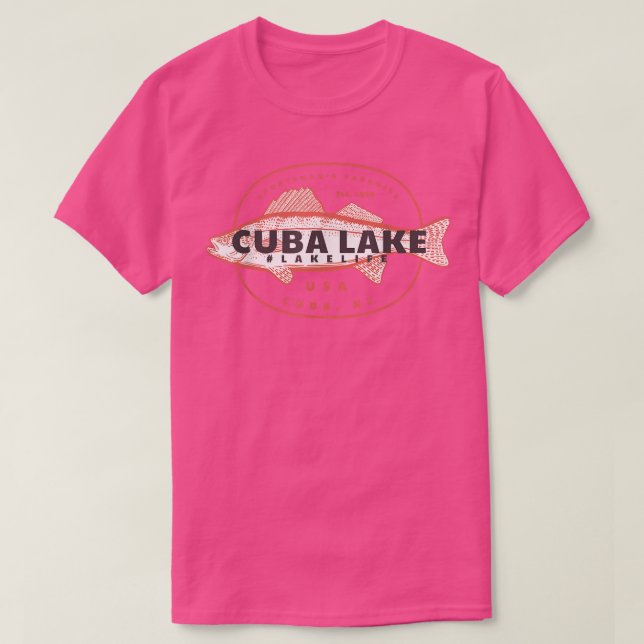Kuba Sjö New York NY Lakelife Fishing Rod Angling T Shirt (Design framsida)