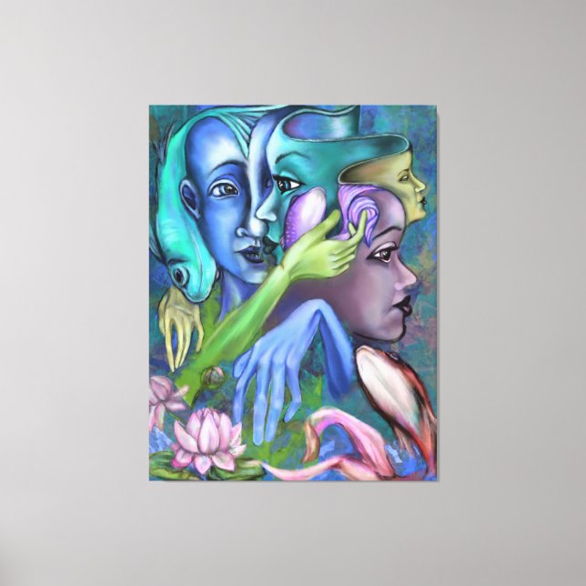 Kuba Stil i Kanvastrycket sjö - målarfärg Canvastryck (Framsida)