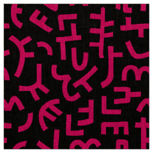 Kuba Stil Mönster 121019 - Neon Red on Black Tyg