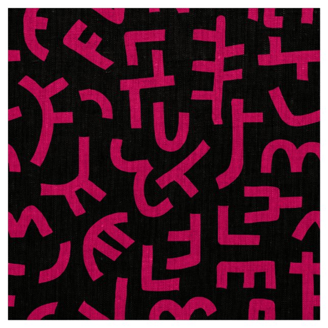 Kuba Stil Mönster 121019 - Neon Red on Black Tyg (Provkarta)