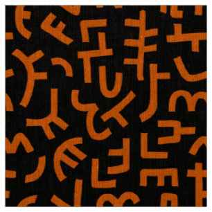 Kuba Stil Mönster 121019 - Orange på svart Tyg