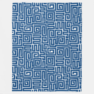 Kuba Stil Mönster 280922 - Shibori Blue on White Fleecefilt