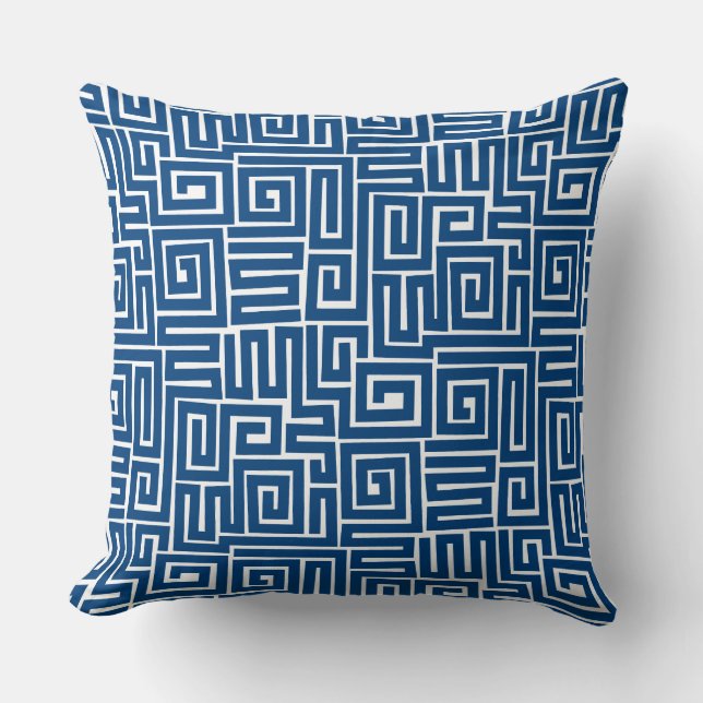 Kuba Stil Mönster 280922 - Shibori Blue on White Kudde (Framsida)