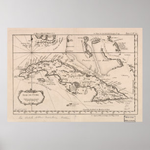Kuba vintage Karta (1764) Poster