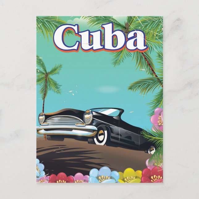 Kuba vintage resemotiv affisch vykort (Framsida)