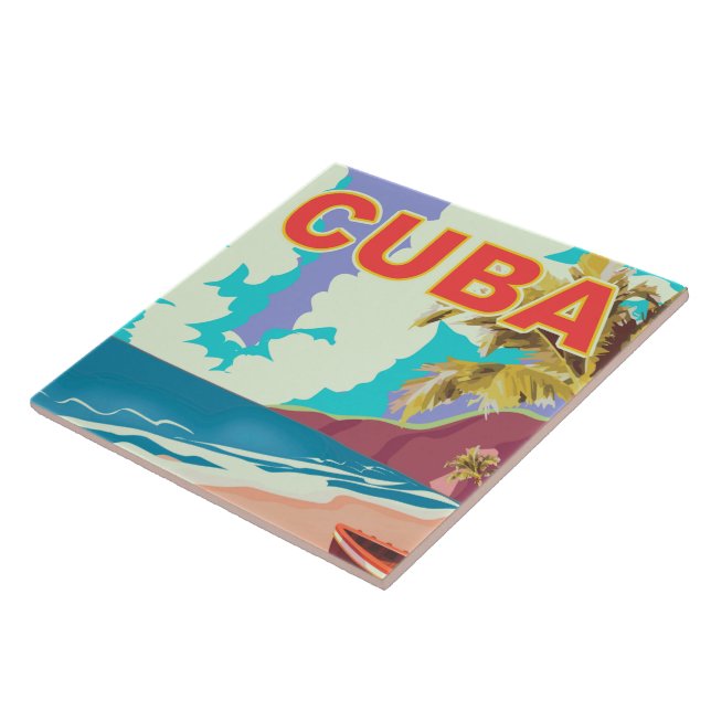 Kuba vintage resemotiv kakelplatta (Sidan)