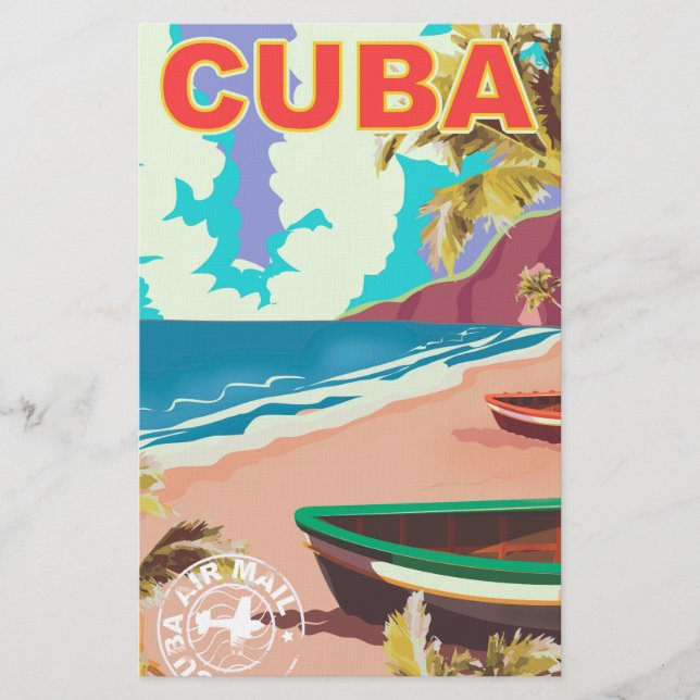 Kuba vintage resor poster brevpapper (Framsida)