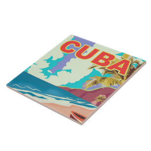 Kuba vintage resor poster kakelplatta