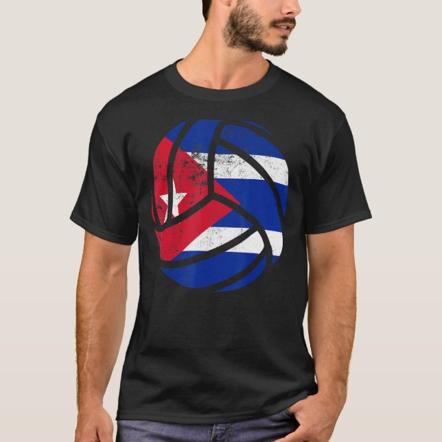 Kuba Volleyball Cubans Flagga Volleyball Manar Kvi T Shirt (Framsida)