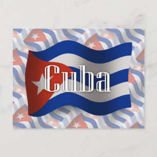Kuba Wave Flagga Vykort