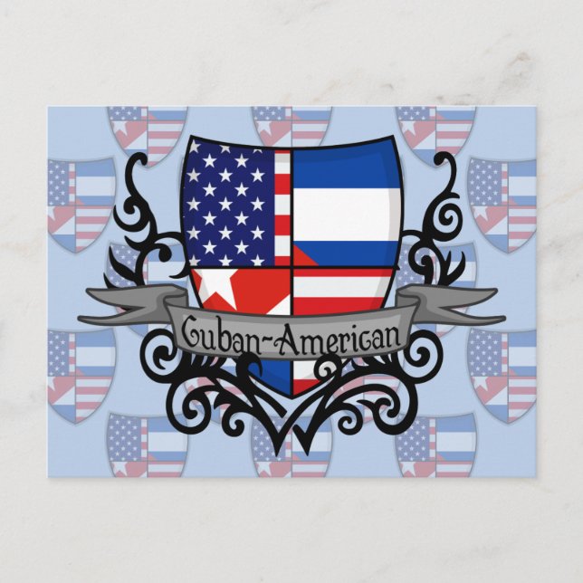 Kubansk-amerikansk Shield Flagga Vykort (Framsida)