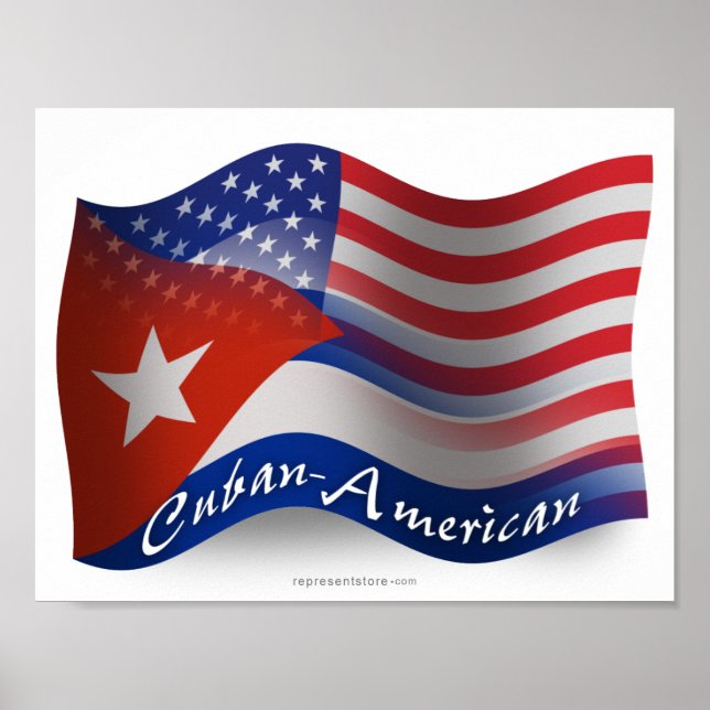 Kubansk-amerikansk Wave-Flagga Poster (Framsidan)