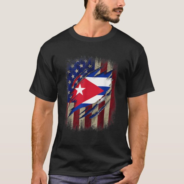 Kubansk blood Inside American Cuba Flagga Gift T S T Shirt (Framsida)